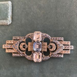 Vintage 80s Blue & Clear Brooch